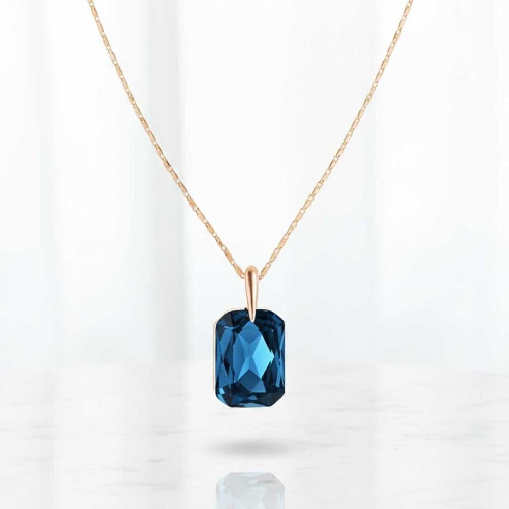 Ladies Blue Rectangular Necklace 